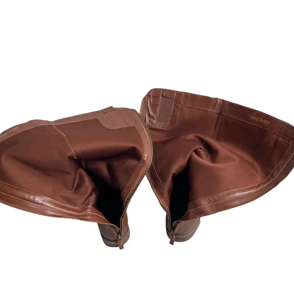 Nine West‎ Contigua leather tall knee riding boots Size 5.5 cognac brown